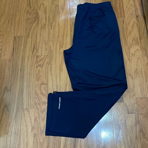 Men’s Under Armor Size XXL Sweatpants Track Pants with Leg Zippers Navy Blue - Picture 1 of 11